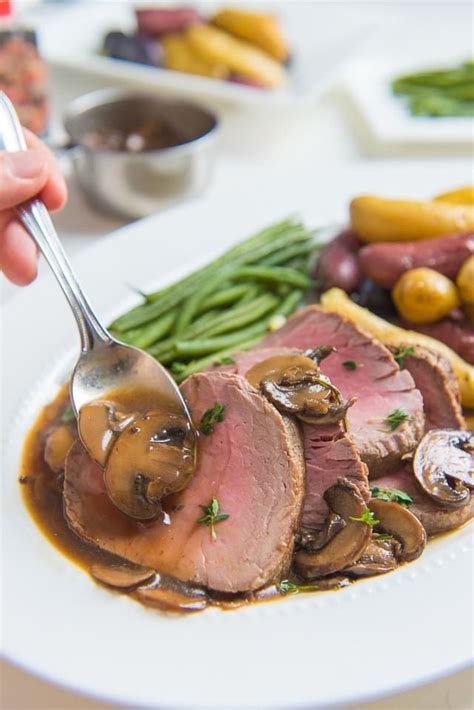 The serving dish was wiped clean by our party of 5. Easy Roasted Beef Tenderloin with Mushroom Pan Sauce | Pork tenderloin recipes, Beef tenderloin ...