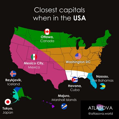 Closest capitals when in the USA : r/MapPorn