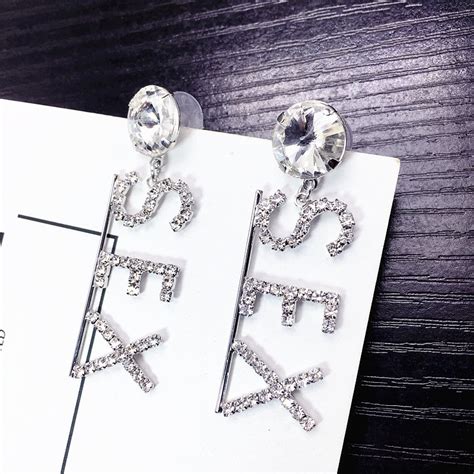 Sexy Woman Sex Letter Personality Earrings S925 Long Temperament Fashion Pendant Nightclub