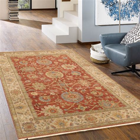 Pasargad Sultanabad Hand Knotted Wool Rustgraygold Area Rug Wayfair
