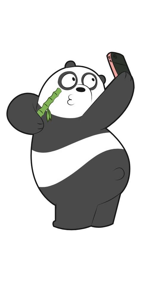 We Bare Bears Panda Selfie Seni Panda Vintage Cartoon Wallpaper Kawaii