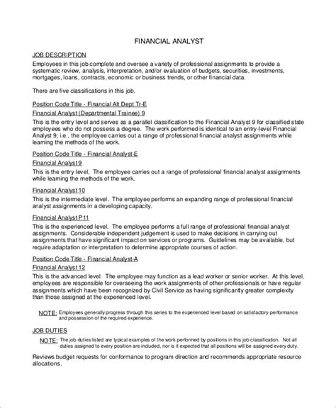 Job description and duties for financial analyst. FREE 7+ Sample Financial Analyst Resume Templates in MS ...