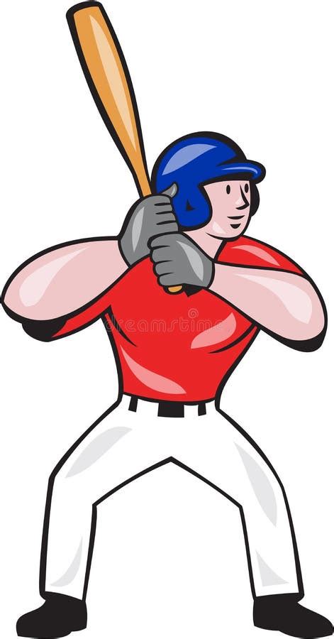 Baseball Player Batting Front Isolated Cartoon Stock Illustration