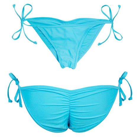 Women Tie Side Swimwear Sexy Scrunch Brazilian Ruched Semi Thong Bikini Bottom Ebay