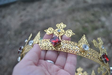 Gold Crosses Mens Crown Crowngold Wedding Male Crownbridal Etsy