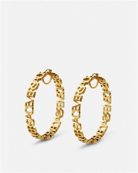 versace logo hoop earrings for women us online store