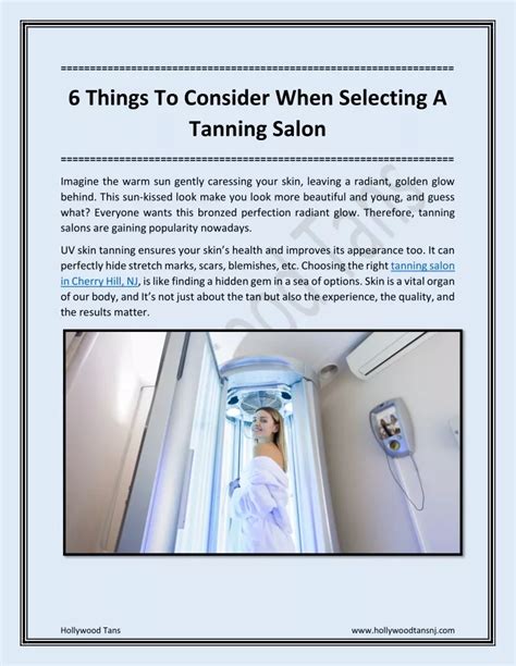 Ppt 6 Things To Consider When Selecting A Tanning Salon Powerpoint