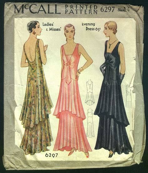 Vintage 1930 Mccall Art Deco Evening Gown Flapper Style Vintage