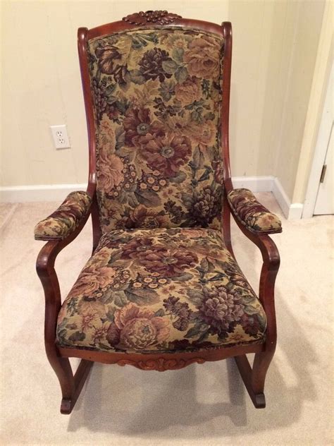 Ebay.com has been visited by 1m+ users in the past month Beautiful Vintage Wood & Tapestry 1930s Rocking Chair | eBay