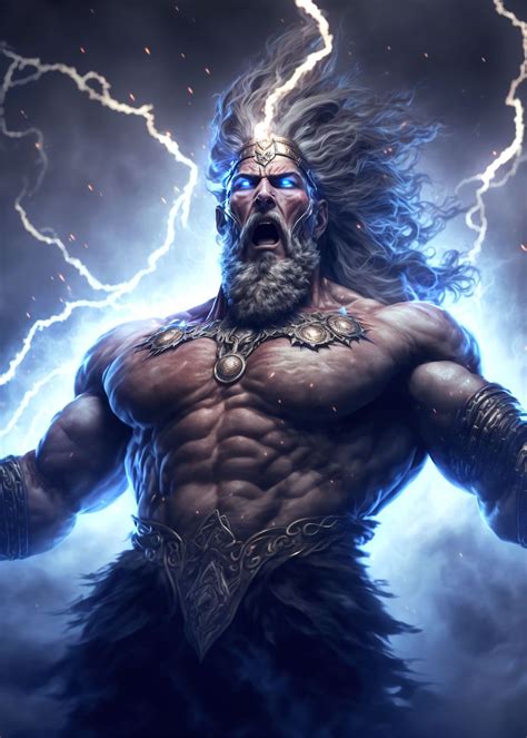 God Of Lightning Zeus Poster Picture Metal Print Paint By Nogar007
