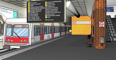 Platform at train station background cartoon clipart. Paris Voyage