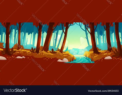 Autumn Landscape With Forest And River Royalty Free Vector