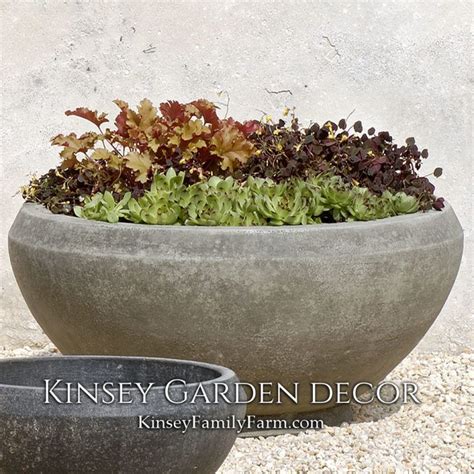 Tribeca Planter Low Modern Bowl Cast Stone Kinsey Garden Decor