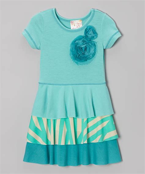 Aqua Rosette Tiered Dress Toddler And Girls Zulily Girls Dresses