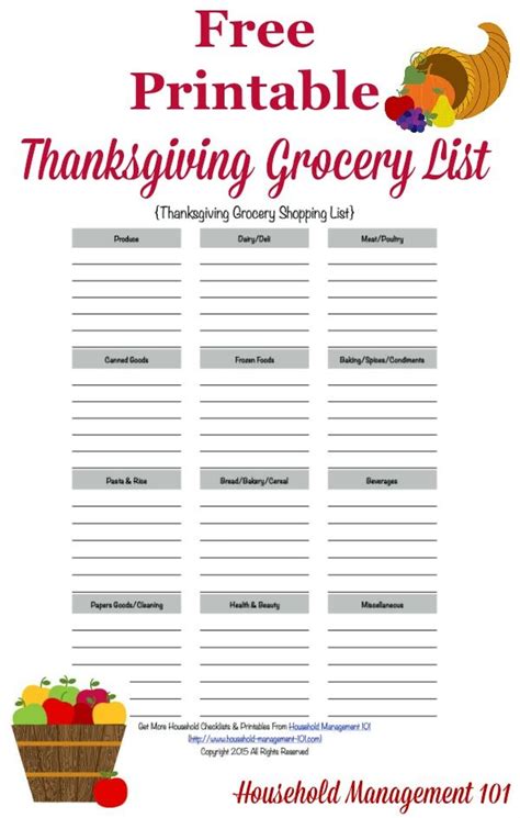 Turkey, gravy, stuffing, potatoes, veggies, and pie. Printable Thanksgiving Grocery List & Shopping List ...