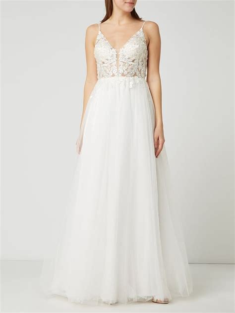 Sie können ihr brautkleid maßgeschneidert lassen. LUXUAR Brautkleid aus Tüll mit floralen Stickereien in ...