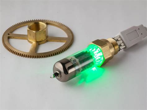 Bright Green Steampunk Usb Flash Drive With Vacuum Tube And Brass
