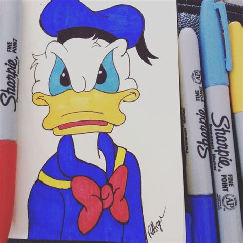 In this demo, i use white paper and black sharpie marker. Sharpie drawing of Walt Disney's Donald Duck https://m ...