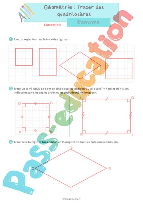 tracer des quadrilatères exercices de géométrie pour le ce2 pdf à imprimer