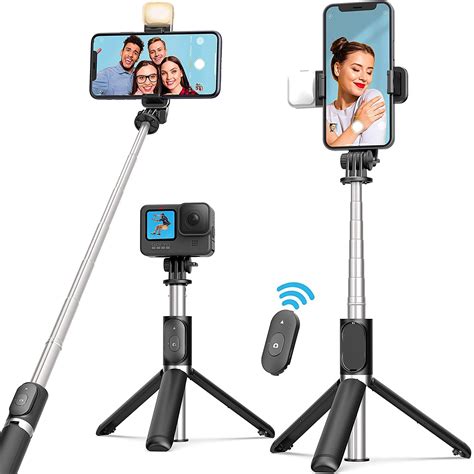 Hybite Selfie Stick With Light Selfie Stick With Reinforced Tripod Stand Cm Long Extendable