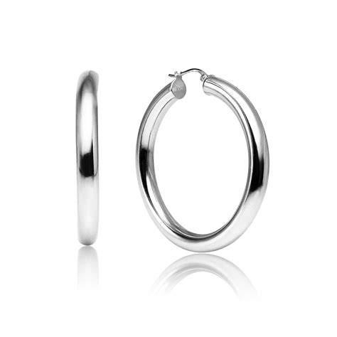 Sterling Polished Round Tube Click Top Earrings Sterling Silver