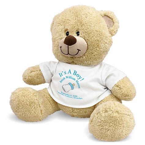 Personalized New Baby Boy Teddy Bear