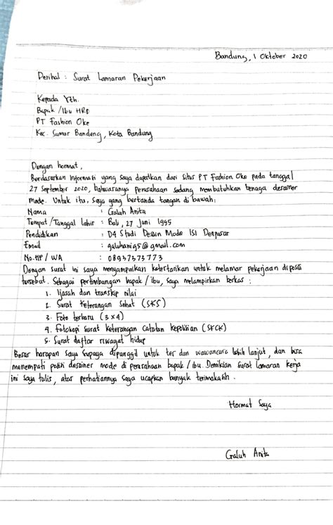 Bagaimanapun juga apakah kamu layak diterima di sebuah perushaan apa tidak juga bergantung pada resume yang kamu kirimkan. Download Contoh Surat Lamaran Kerja Desainer Mode (Word, PDF)
