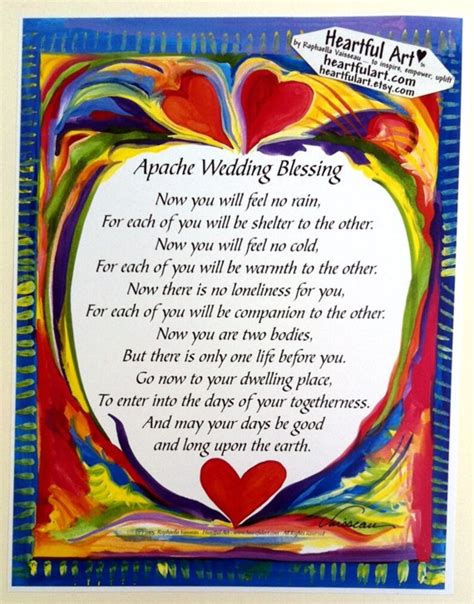 Apache Wedding Blessing 8x11 Inspirational Quote Bride Groom Etsy