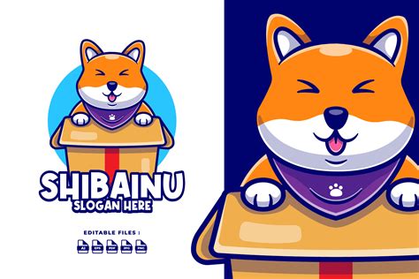 Cute Shiba Inu Mascot Cartoon Logo Graphic By Joviming · Creative Fabrica