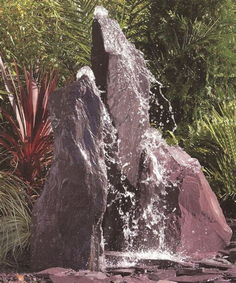 Plum Slate Drilled Monolith Stone Water Features Boulders Water
