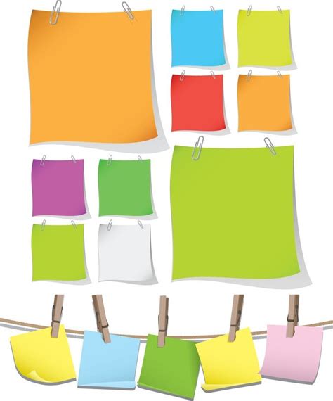 Blank Colorful Papers With Clip Free Vector Download Freeimages