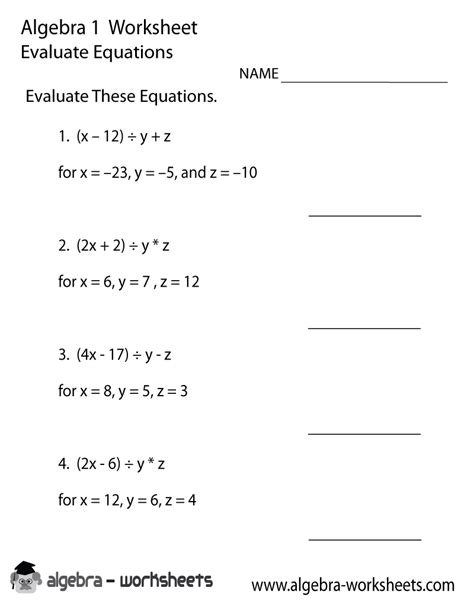 Algebra Made Easy Printable Worksheets For Practice Style Worksheets