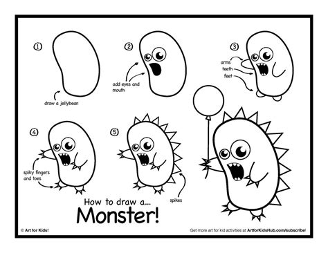 Learn how to draw silly simply by following the steps outlined in our video lessons. How To Draw A Monster! - Art for Kids! | Monster drawing ...