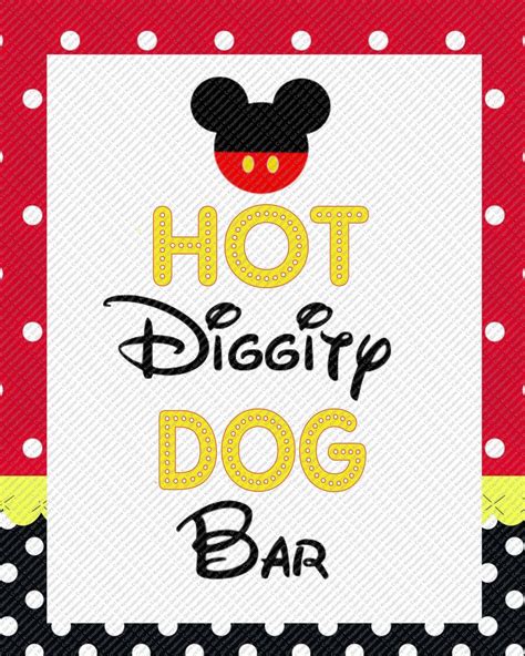 Hot Diggity Dog Mickey Mouse Disney Party Sign Red And Black Framed