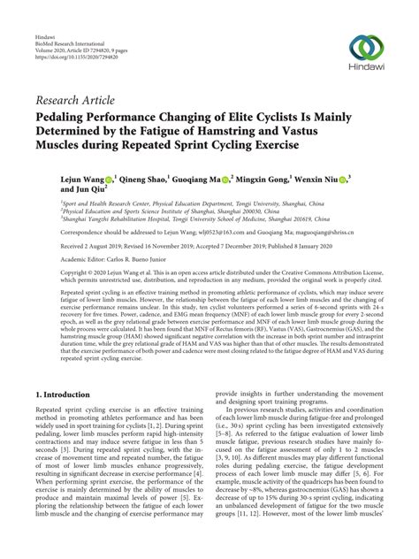 Pdf Pedaling Performance Changing Of Elite Cyclists Is Mainly