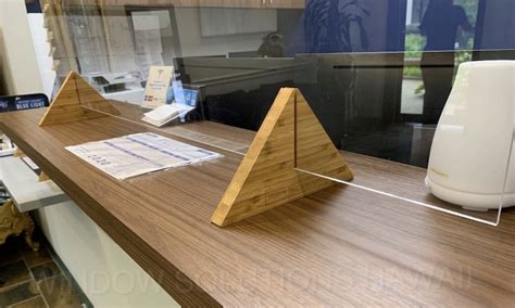 Building virus sneeze guards with wood frames. Sneeze Guard Feet - Handmade in Hawaii for the Professional Office Reception Desk, Plexiglass ...