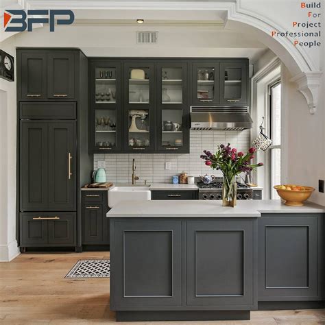 Fashion Design Grey Lacquer American Style Kitchen Cabinets China