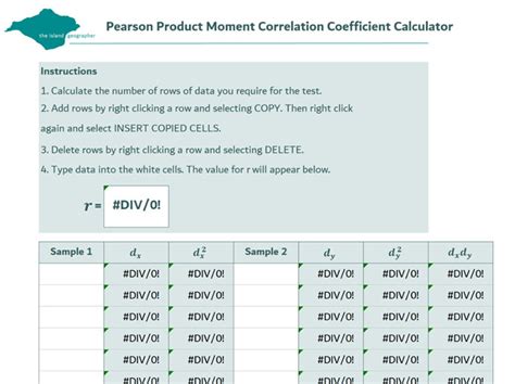 Pearson Product Moment Correlation Coefficient Calculator Teaching