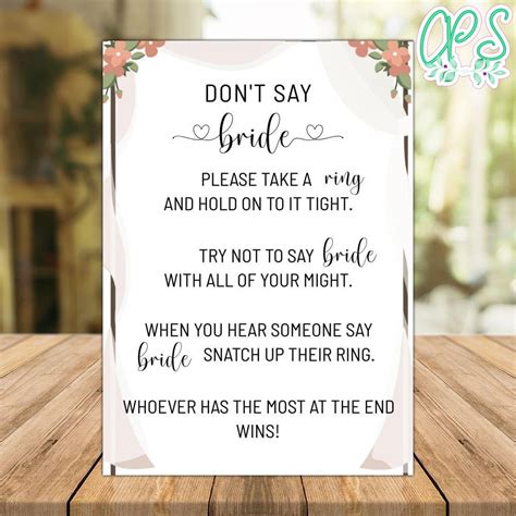 Dont Say Bride Bridal Shower Game Instant Download Custompartyshirts Studio