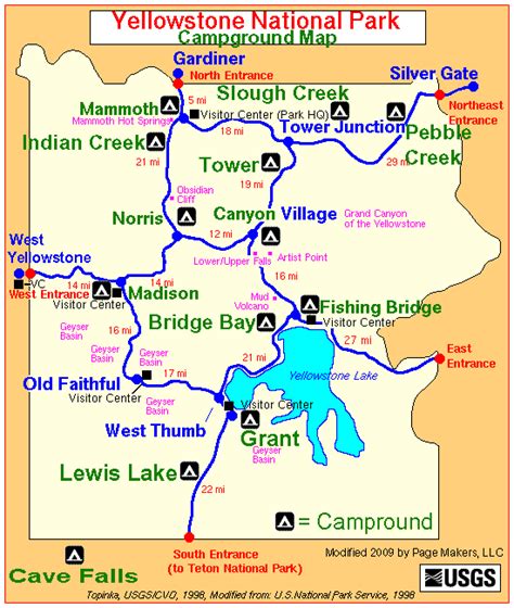 Yellowstone National Park Campground Map Yellowstone Up Close And