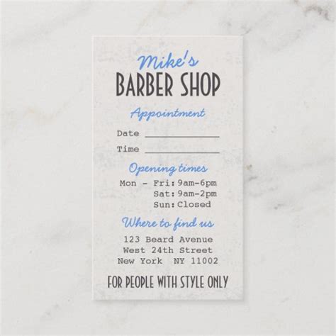 Barbershop Blue Stripes Barber Retro Illustration Appointment Card Zazzle