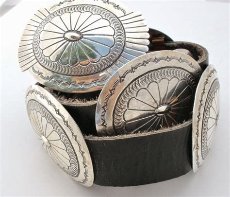 The Jewelry Ladys Store Navajo Concho Belt Sterling Silver Black