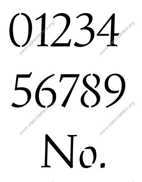 Humanist Italic Number Stencils 0 To 9 Up To 36 Inch Printable File
