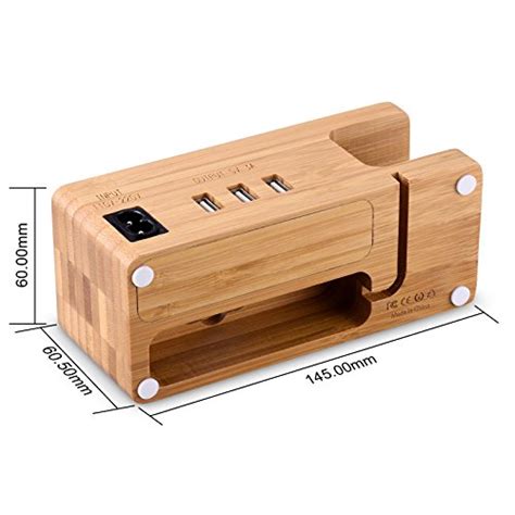 Usb Charging Stand Tendak Phone Stand With 3 Usb Port Bamboo Wood