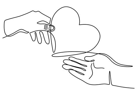 Dibujo De Una Línea De Niños Dando Amor En Forma De Corazón 3462807