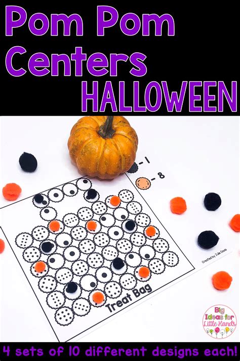 halloween math  literacy pom pom activities  images