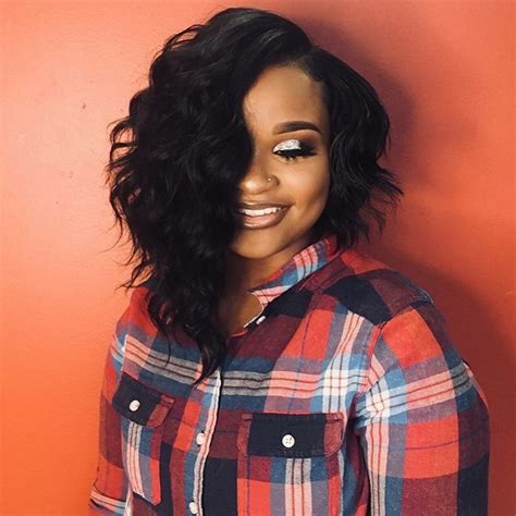 Wedge cuts are easy to manage and wear especially when curls are added like this. Best Sew In Bob Styles | Best Weave for A Bob Sew In