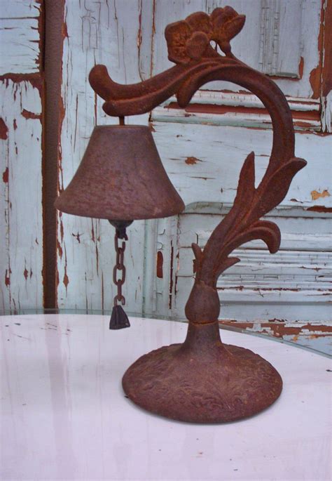 Cast Iron Bell On Stand Rusted Dinner Bell Vintage Primitive Etsy