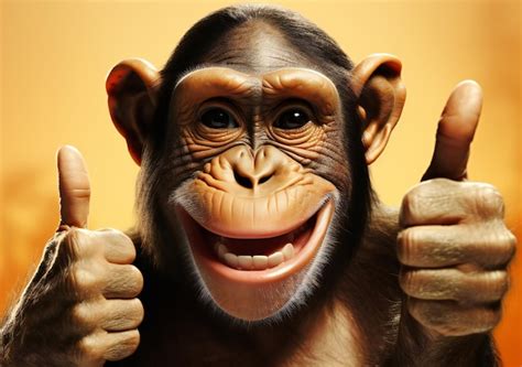 Premium Ai Image Monkey With A Big Happy Smile Giving Two Thumbs Close Up