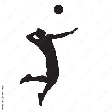 Volleyball Player Spiking Ball Isolated Vector Silhouette Side View